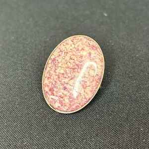 Antique Scarf Ring Clip, Costume Gold, Pink Ceramic China